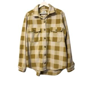 Billabong A/Div Forge - Fleece Shacket Plaid Button-Up Yellow Women’s Size XL